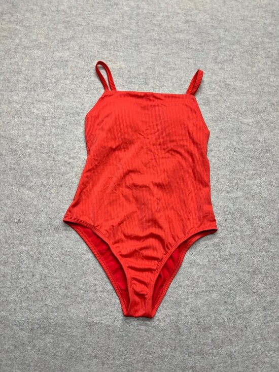 Kona Sol Other - Kona Sol Red Ribbed One-Piece Swimsuit With Crisscross Back Straps Small